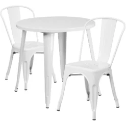 Flash Furniture Commercial Grade 30" Round Metal Indoor-Outdoor Table Set With 2 Cafe Chairs -Flash Furniture GUEST fccc4c61 ae18 48c3 9313 651d2425f7c6
