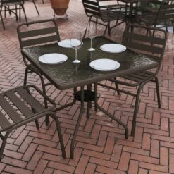 Flash Furniture Barker 31.5'' Square Tempered Glass Metal Table -Flash Furniture GUEST fcdaf5ad 475d 4d08 9187 bc7c628194b0