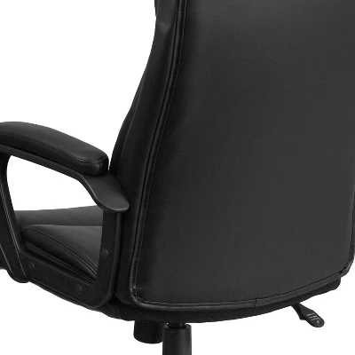 Flash Furniture Raya High Back Black LeatherSoft Executive Swivel Office Chair With Slight Mesh Accent And Arms 6 Flash Furniture Raya High Back Black LeatherSoft Executive Swivel Office Chair With Slight Mesh Accent And Arms - Image 4