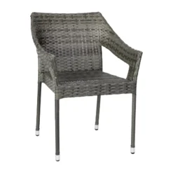 Flash Furniture Ethan Commercial Grade Stacking Patio Chair, All Weather PE Rattan Wicker Patio Dining Chair -Flash Furniture GUEST fd761c70 b4e3 45c3 9910 66abdbba137a