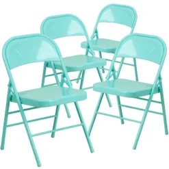 Flash Furniture 4 Pack HERCULES COLORBURST Series Triple Braced & Double Hinged Metal Folding Chair -Flash Furniture GUEST fd9488f3 d4da 4b1b 8a65 5420ad629026