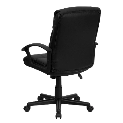 Mid-Back LeatherSoft Swivel Task Office Chair With Accent Divided Back And Arms Black Leather - Flash Furniture 4 Mid-Back LeatherSoft Swivel Task Office Chair With Accent Divided Back And Arms Black Leather - Flash Furniture - Image 2
