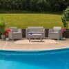 Flash Furniture 4 Piece Outdoor Faux Rattan Chair, Loveseat And Table Set In Light Gray 1 Flash Furniture 4 Piece Outdoor Faux Rattan Chair, Loveseat And Table Set In Light Gray -Flash Furniture GUEST fe320ce6 8e00 4713 ba39 2aa1db9718a5