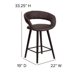 Flash Furniture Brynn Series 24'' High Contemporary Vinyl Rounded Back Counter Height Stool With Cappuccino Wood Frame -Flash Furniture GUEST fec88a7e 9cd8 45ab b003 375de3c475bc