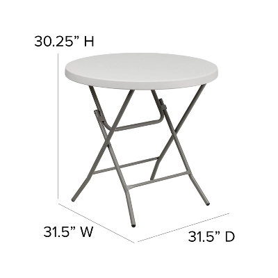 Flash Furniture 2.63-Foot Round Granite White Plastic Folding Table 5 Flash Furniture 2.63-Foot Round Granite White Plastic Folding Table - Image 3