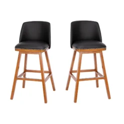 Flash Furniture Julia Set Of 2 Transitional Upholstered Barstools With Nailhead Trim And Solid Wood Frames -Flash Furniture GUEST fef41a50 4a78 4c36 9e1f cc9e0cac0333