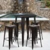 Flash Furniture Commercial Grade 30" Round Metal Indoor-Outdoor Bar Table Set With 4 Square Seat Backless Stools -Flash Furniture GUEST ff811575 ce40 4be0 b724 f4f624c7d9c7