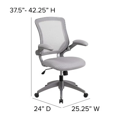 Flash Furniture Mid-Back Mesh Swivel Ergonomic Task Office Chair With Gray Frame And Flip-Up Arms 5 Flash Furniture Mid-Back Mesh Swivel Ergonomic Task Office Chair With Gray Frame And Flip-Up Arms - Image 3