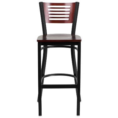Flash Furniture Black Decorative Slat Back Metal Restaurant Barstool 6 Flash Furniture Black Decorative Slat Back Metal Restaurant Barstool - Image 4