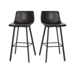 Flash Furniture Caleb Modern Armless 30 Inch Bar Height Commercial Grade Barstools With Footrests And Matte Iron Frames, Set Of 2 -Flash Furniture GUEST fffd5e98 bdea 4c7b b346 042da1a66b58